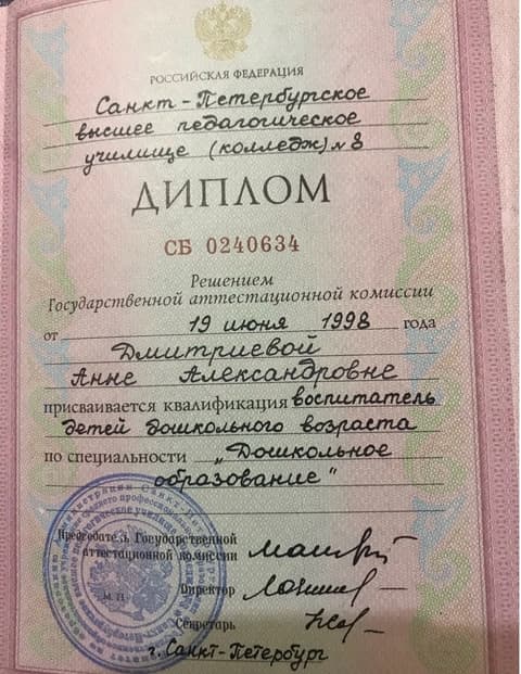 Диплом по специальности дошкольное образование